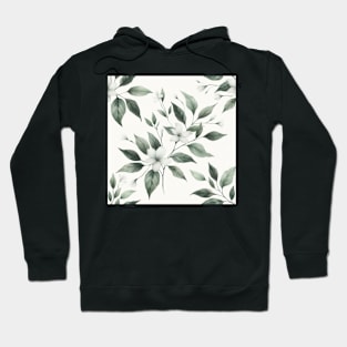 Sage Green Neutral Vintage Flower Pattern Hoodie